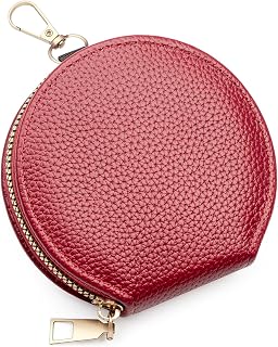 defway Small Card Wallet for Women - Soft PU Holder with Coin Pocket, Red