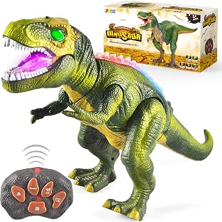 JOYIN LED Light Up Remote Control Dinosaur Toys Walking and Roaring T.rex | Moving Head & Dance Roar Walk, Realistic Dinosaur Toys for Boys Age 3+, Jurassic Gifts for 3 4 5+ Year Old Boys & Girls Kids