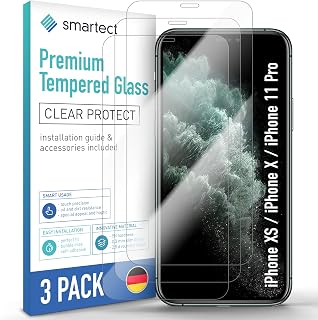 smartect Protective Glass Pack of 3 for iPhone XS/iPhone X/iPhone 11 Pro