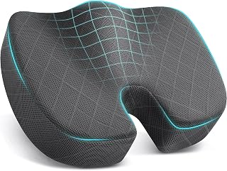 TushGuard Seat Cushion, Memory Foam Office Chair Cushion - Grey, Large | for Car Seat, Airplane, Desk Chair - Sciatica & Hip & Coccyx Pain Relief Cushion for Long Sitting Office Workers, Car Drivers