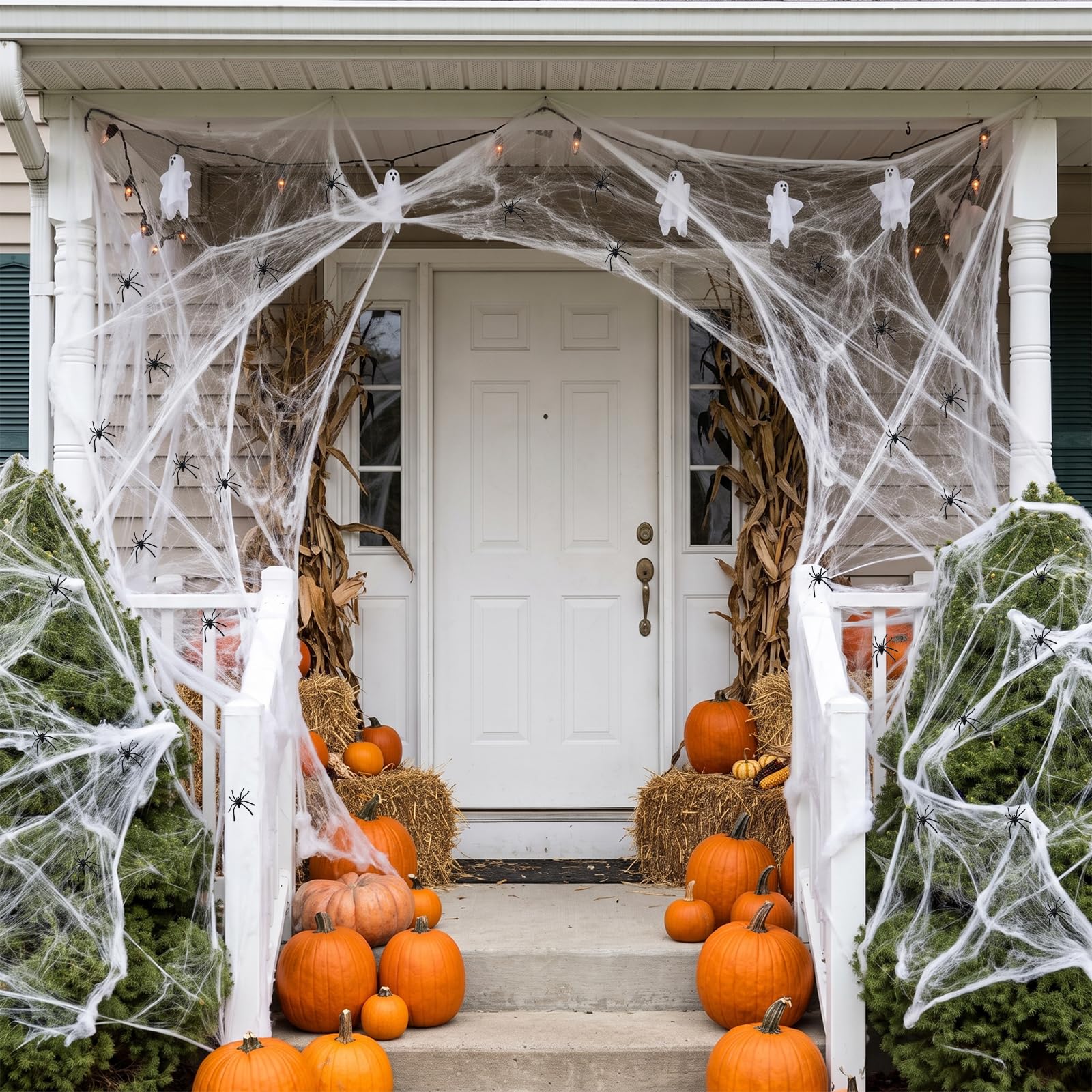 80g Halloween Spider Web with 30 Fake Spiders - Indoor Outdoor Decoration | Cove