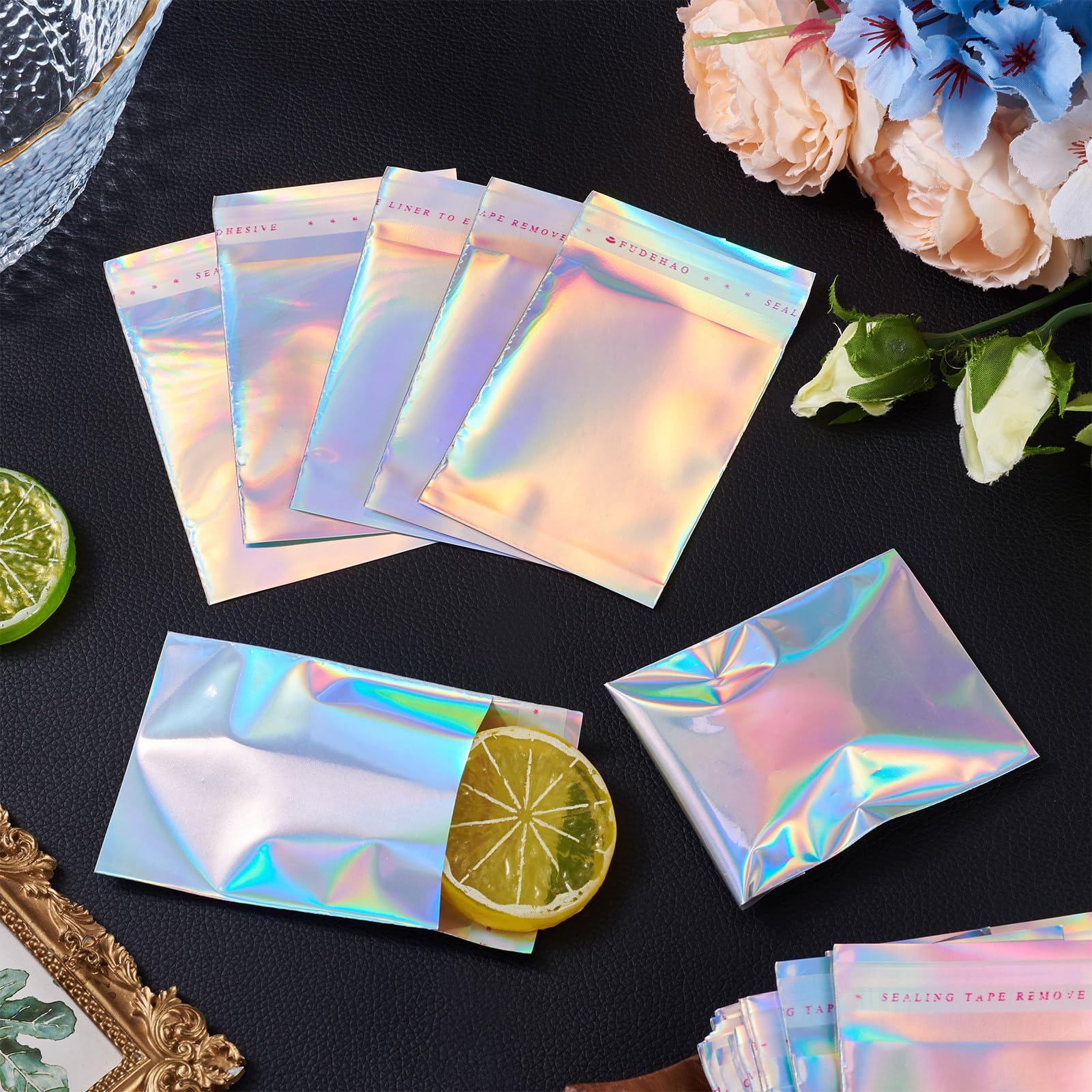 Laser Cellophane Bags 9x7cm Rectangle Self Seal Bags Colorful Plastic Pouch DIY 