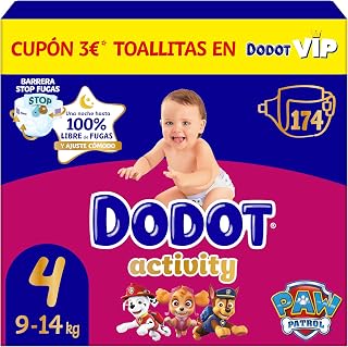Dodot Activity Baby Diapers Size 4 (9-14 kg), 174 Nappies, Our No.1 in | Up to 12h leak protection, flexible fit and maximum absorbency for babies always on the go