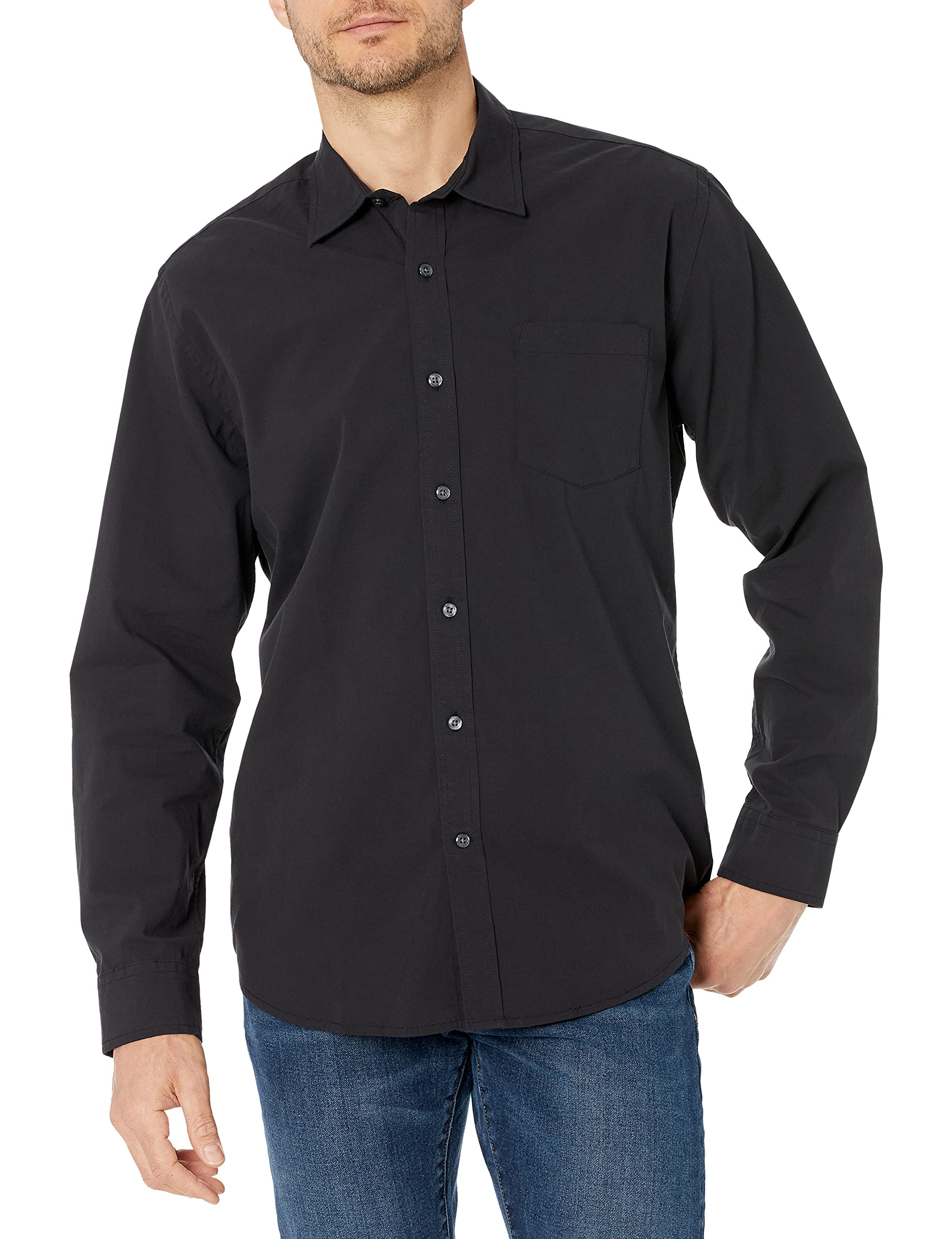 Amazon Essentials Men's Casual Long Sleeve Straight Fit Poplin Shirt