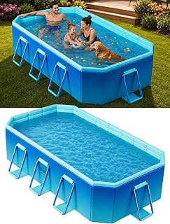 WOOIIROM Foldable Pool, Non-Inflatable Swimming Pool, 116" x 65" x 20" | Large Foldable Pool for Adults, Thickened Collapsible Folding Pool, Above Ground Pool