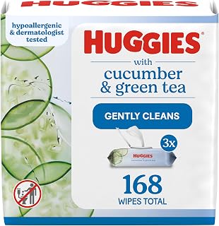 Huggies Scented Cucumber & Green Tea Wipes, 3 Flip-Top Packs (168 Wipes Total)