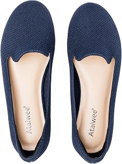 Ataiwee Women's Wide Width Flat Shoes Knit Dress Flats