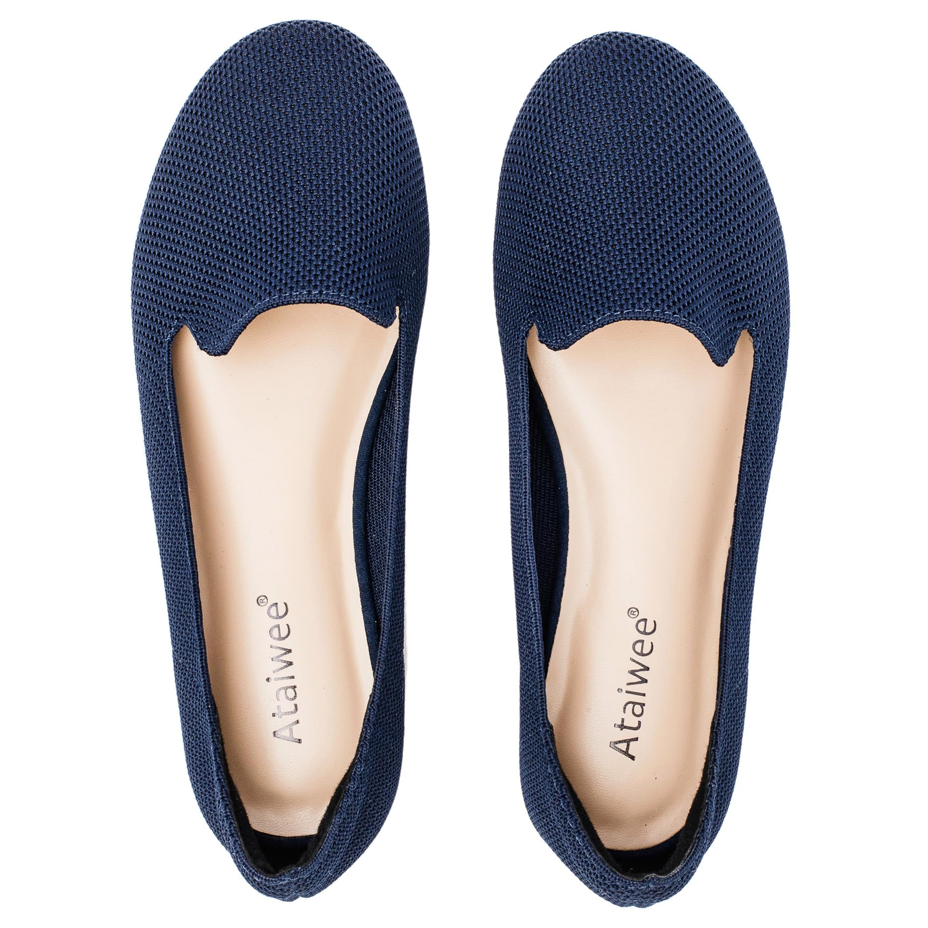 Ataiwee Women's Wide Width Flat Shoes Knit Dress Flats