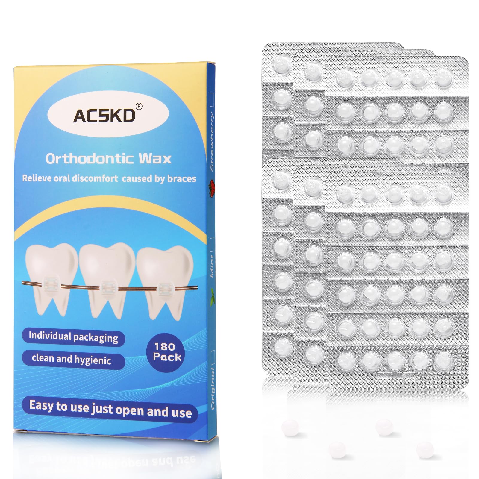 ACSKD 180PCS Braces Wax,Orthodontic Wax with Individual Packaging,Dental Waxs fo