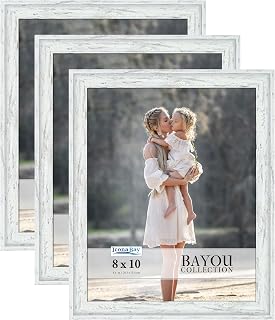 Icona Bay Bayou Collection 8x10 Photo Frames, Cloudy White, Pack of 3 Cape Cod Style Photo Frames, 8 x 10 Inches, Tabletop or Wall Mount