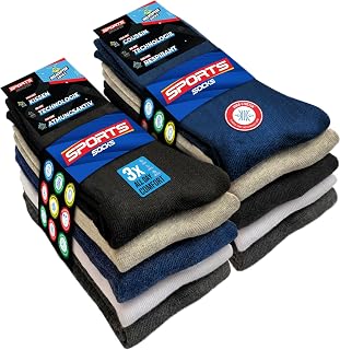 SOXCO 10 Pairs Men's Sports Socks Sponge Running Trekking, Pack of 10