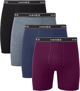 Hanes Men's 4-Pack Cotton Boxer Briefs, Comfort Flex Waistband