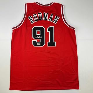 Facsimile Autographed Dennis Rodman Chicago Red Reprint Laser Auto Basketball Jersey Size Men's XL