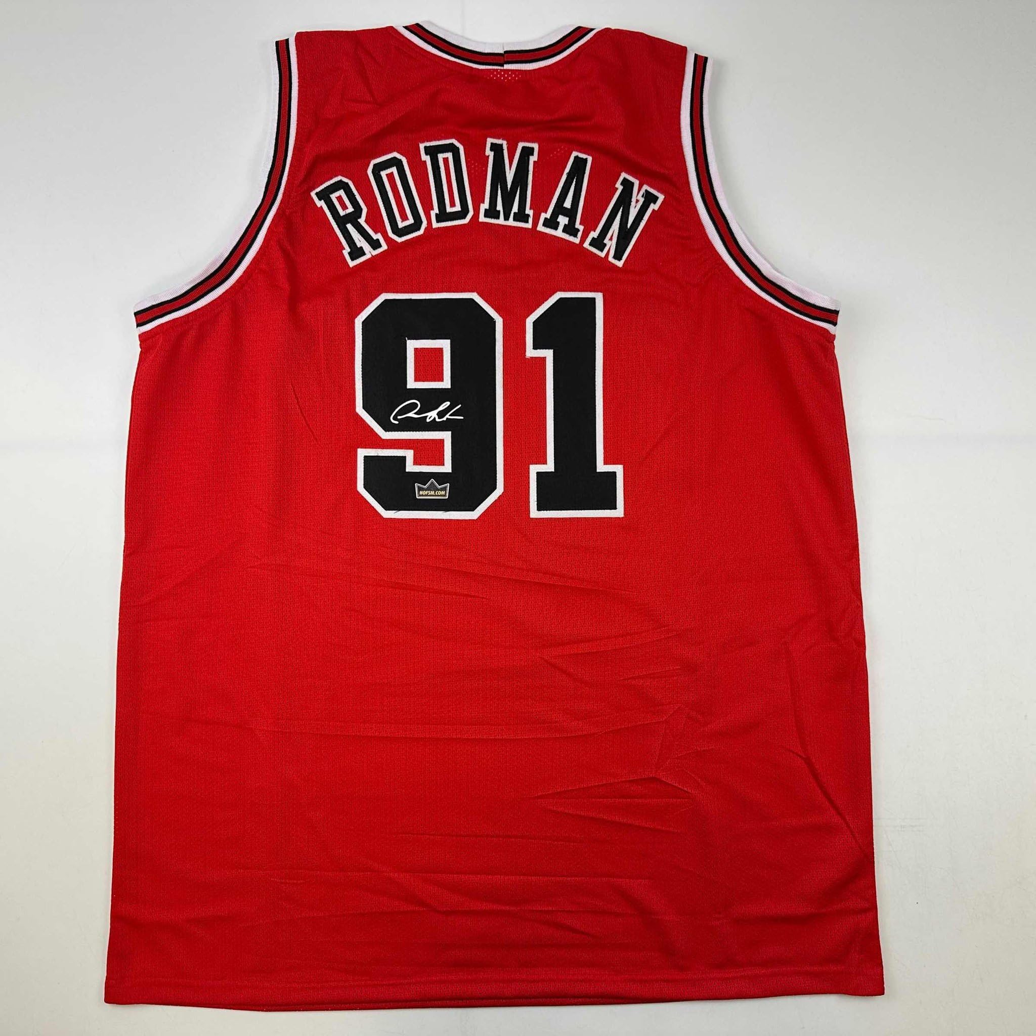 Facsimile Autographed Dennis Rodman Chicago Red Reprint Laser Auto Basketball Je