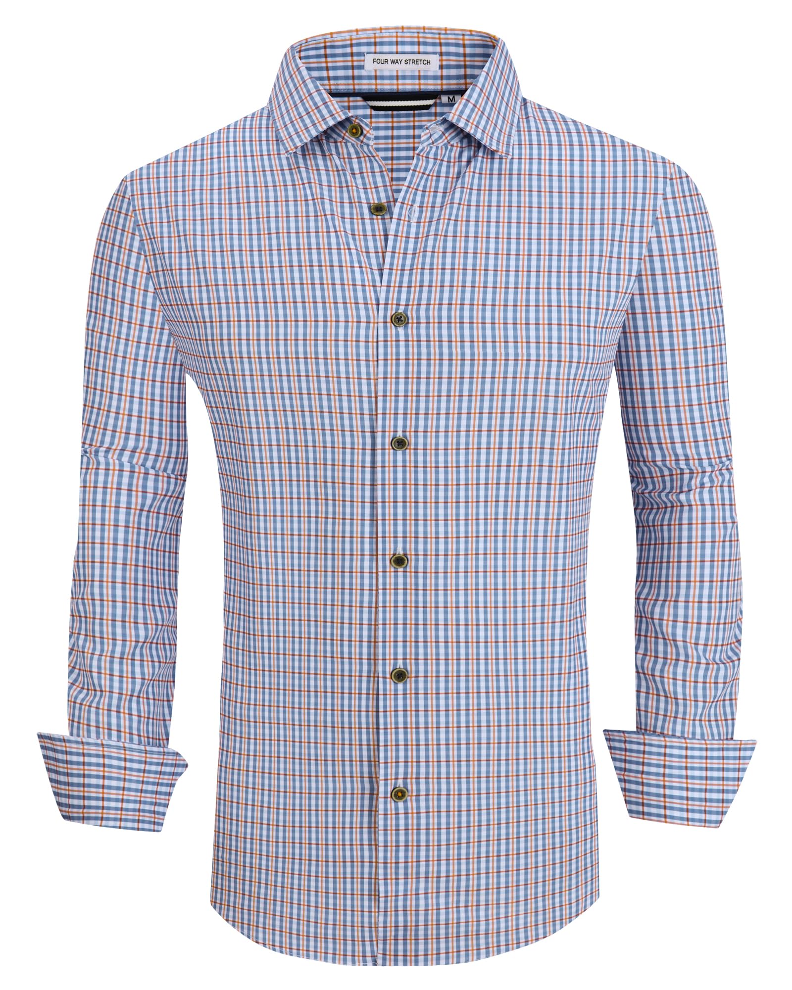 Alex Vando Mens Button Down Shirts Wrinkle Free 4-Way Stretch Print Business Cas