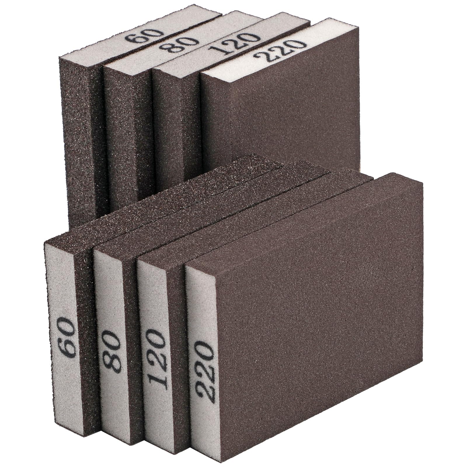 8 Pack Sanding Sponge Block, Wet Dry Sandpaper Sand Paper for Drywall Wood | 60/