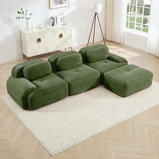 Corduroy Modular Sectional Sofa, Oversized Cloud Couches for Living Room