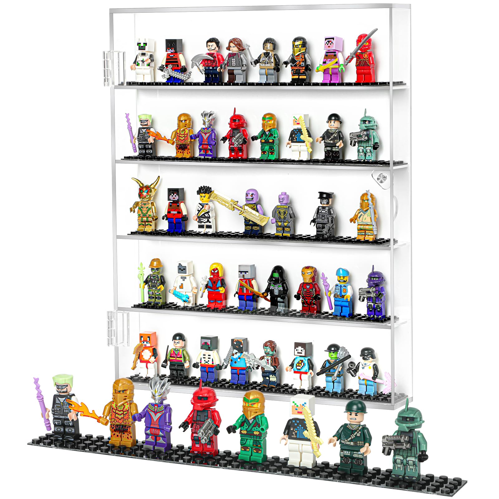 HEKORE Minifigure Display Case for Lego - Acrylic Wall Cabinet, Dust-Proof Build