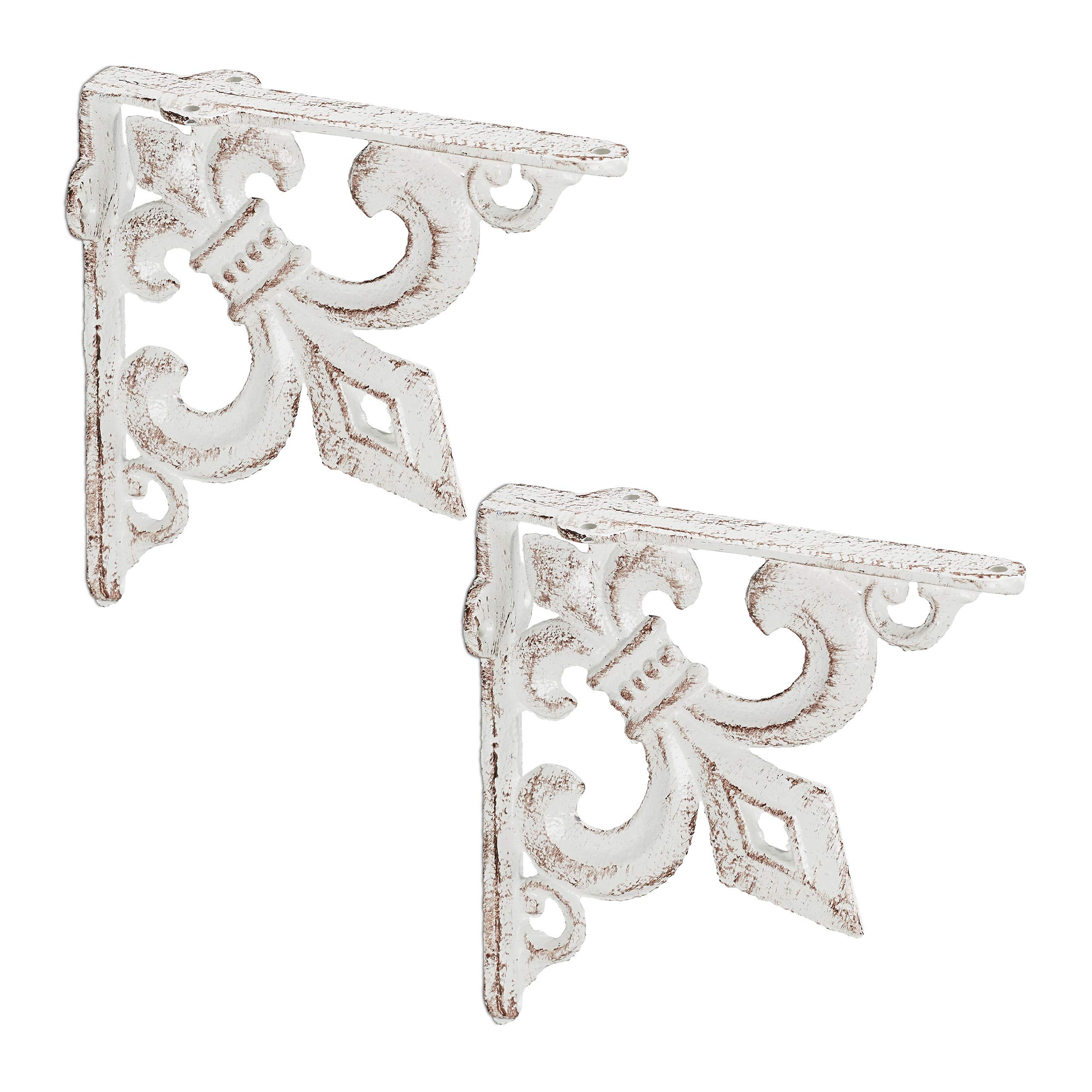Relaxdays 2x Shelf Brackets, Cast Iron, Rack Support, Vintage Look, HWD: 14.5 x 