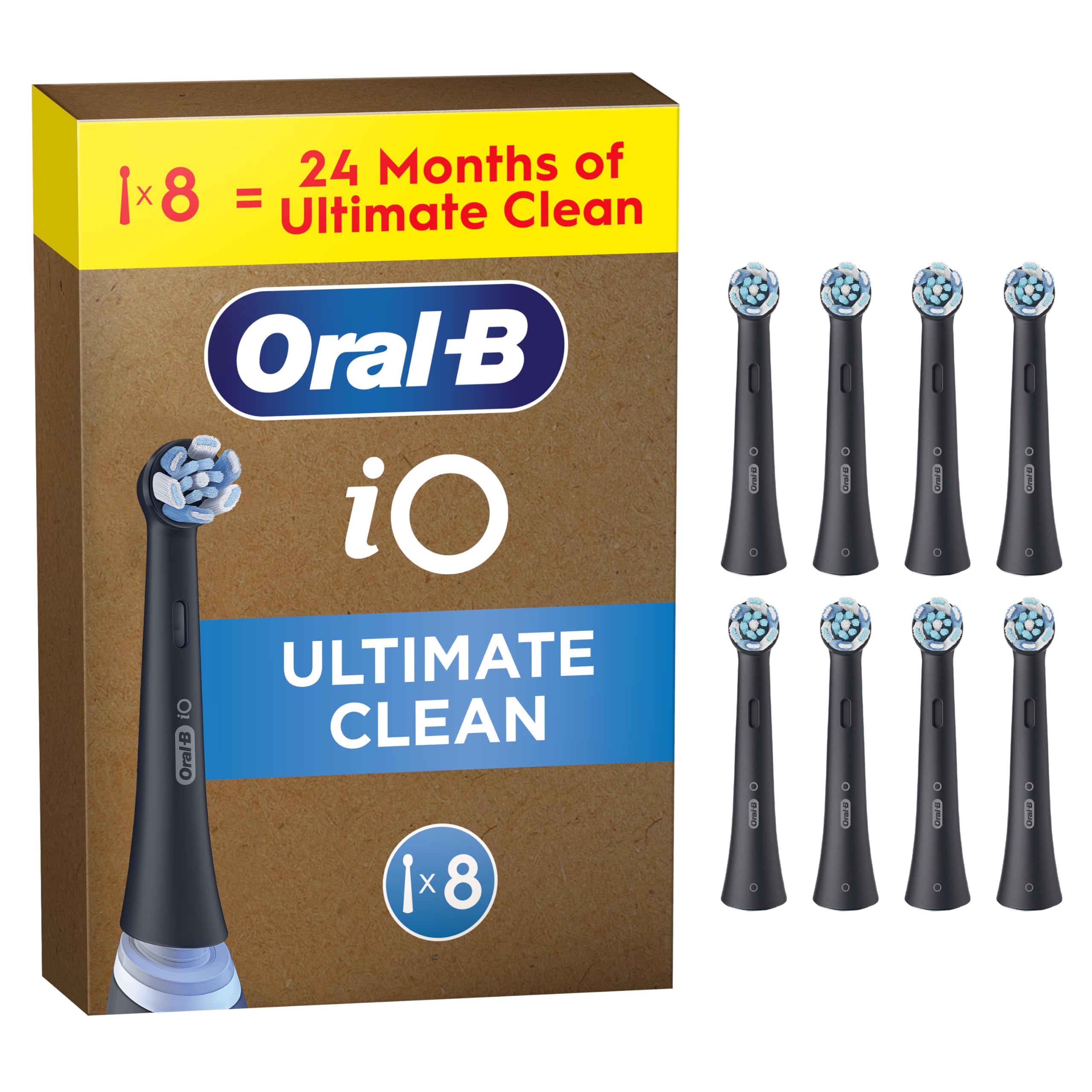 Oral-B iO Series Ultimate Clean Electric Toothbrush Heads, 8 Count, Black | Pack