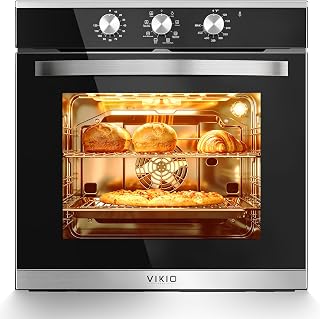 VIKIO HOME 24 Inch Wall Oven, Single Wall Oven with 8 Cooking Functions, Mechanical Knob Control Built-in Oven, 2.83 Cu.Ft-80L Large-Capacity Oven
