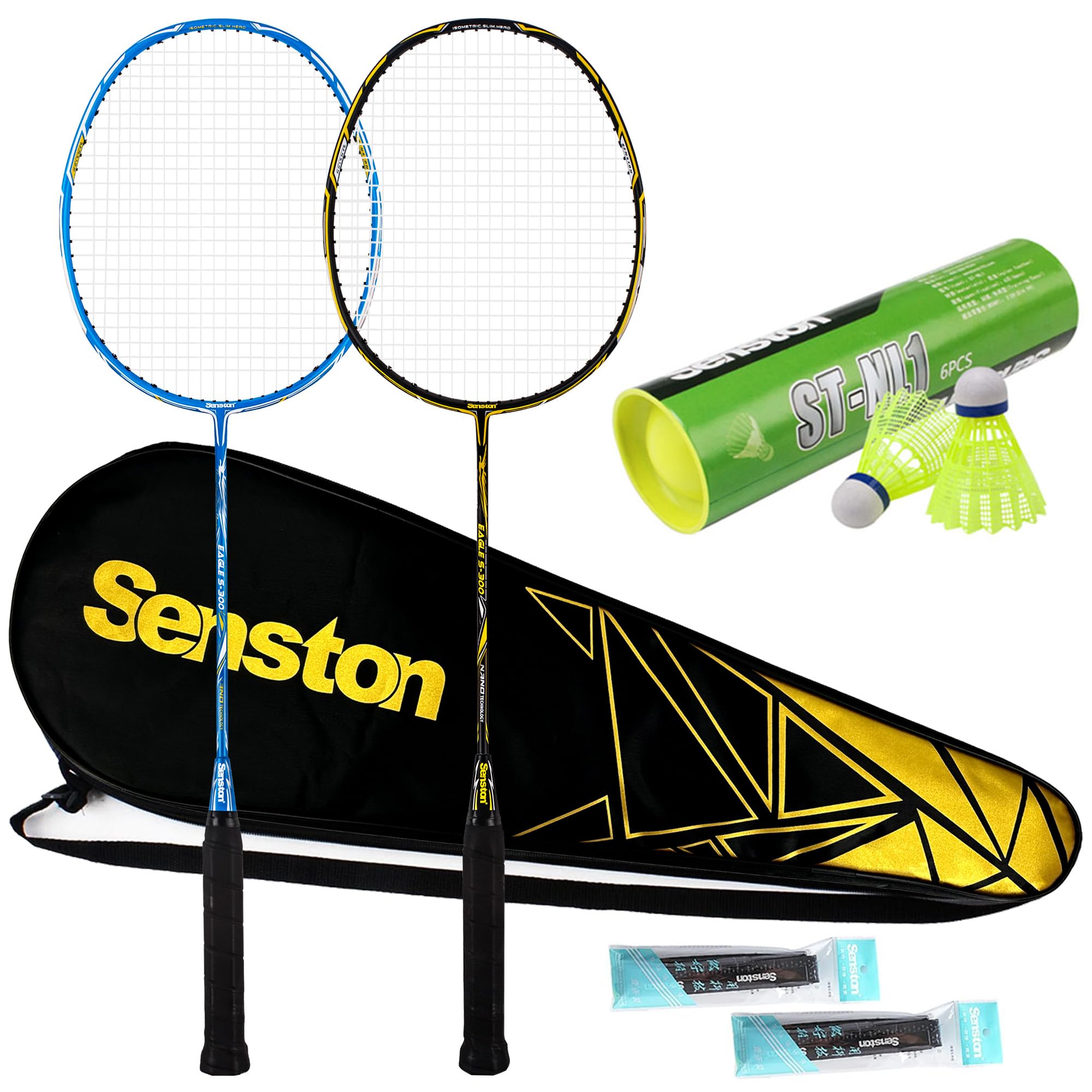 Senston Badminton Set S300 Graphite Full-Carbon Badminton Rackets With Carry Cas