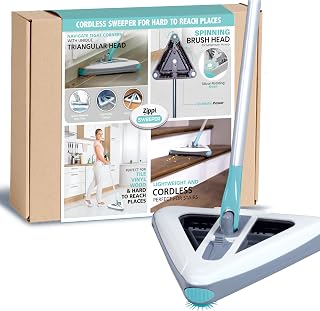 Zippi Sweeper Standard - 2027 New and Improved Lightweight Sweeper, Perfect for Short Carpet Hardwood and Tile, Triangular Design Allows for Sweeping in Corners, 30 Minutes Cleaning Time