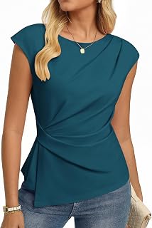 GRACE KARIN Women's Summer Tops Short Sleeve Crew Neck Ruched Work Blouses