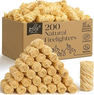 Pelle & Sol 200 Natural Firelighters – Long Burning Fire Lighters for Wood Burners, BBQ Lighter, Pizza Ovens, Open Fires – Quick Light Fire Starter, Log Burner Accessories - Eco Firelighters