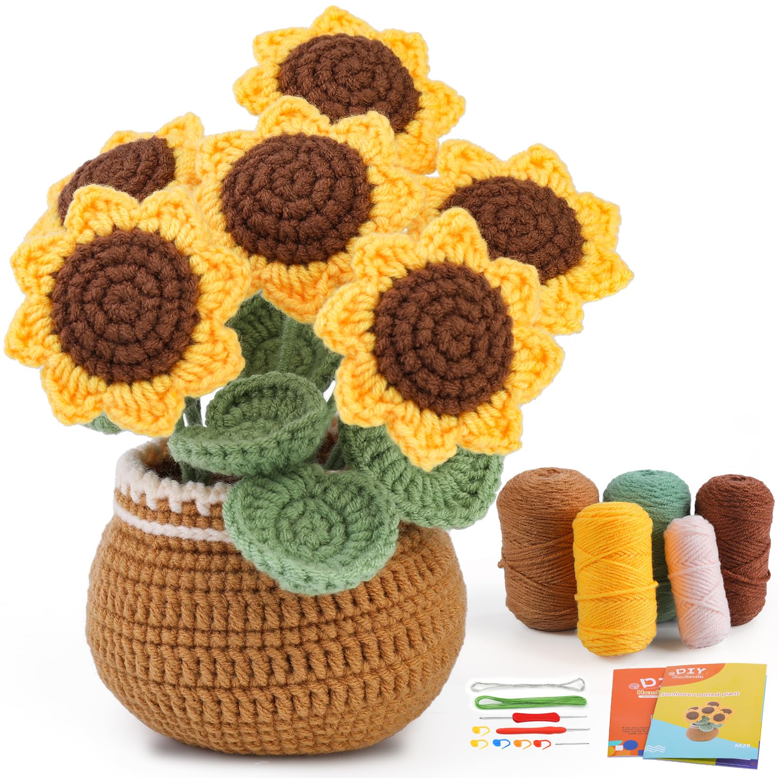 kgxulr Crochet Kit, Sunflower Crochet Kit for Beginners, Knitting Kit | Beginner