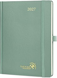 POPRUN Agenda 2027, 6.5" x 8.75" Weekly Planner 2027, Day Planner 2027 | 2027 Daily Planner, Daytimer Calendar, Appointment Book with Hourly Time Slots, Monthly Tabs, 100GSM, Midnight Green
