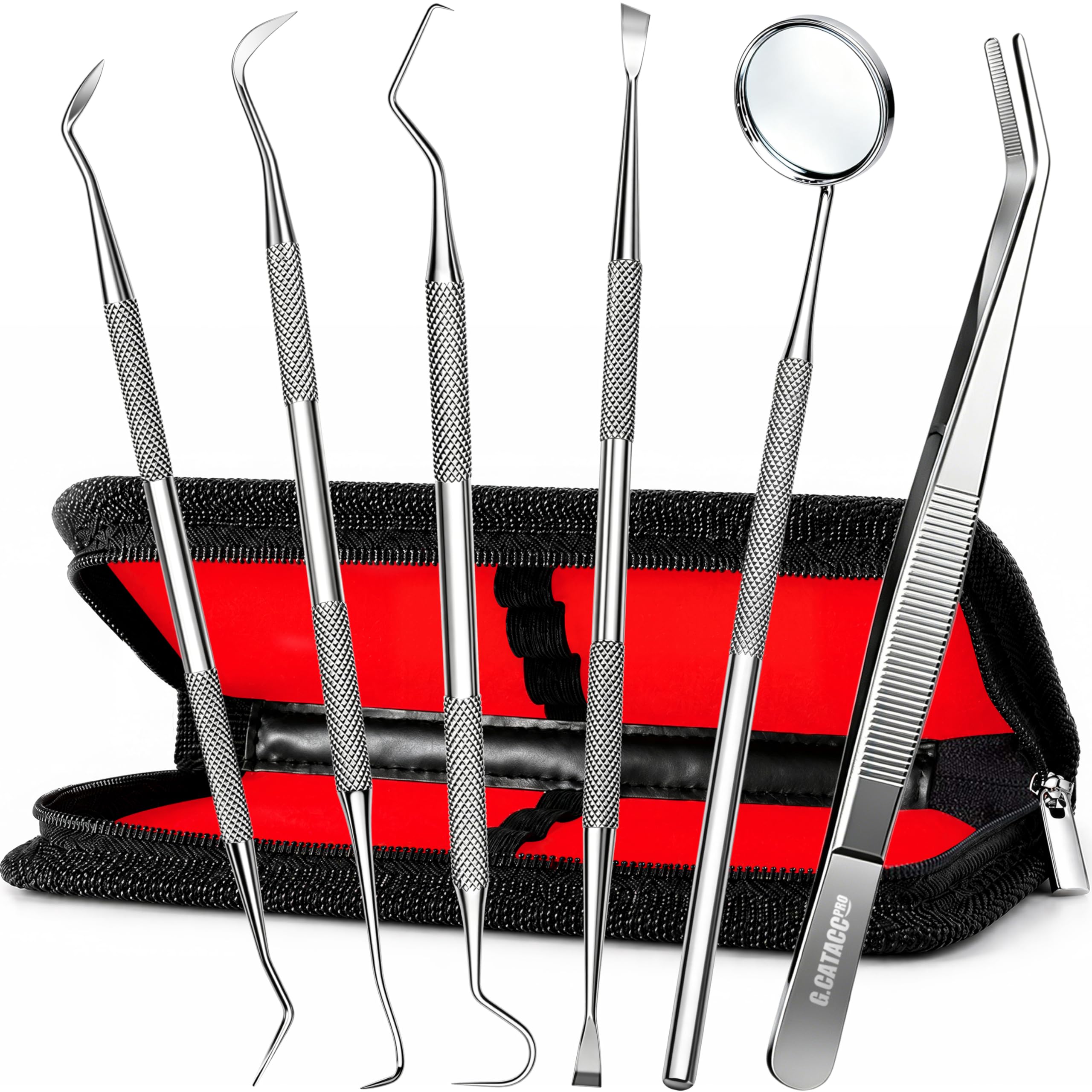 G.CATACC Dental Pick Tools, Plaque Tartar Remover for Teeth Cleaning Kit | 6-in-