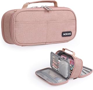 Mokani Large Capacity Pencil Case,Stationery Storage Handheld Pen Pouch Bag | Multiple Compartment Double Zipper, Cosmetic Portable, High School Office Organizer for College Student Girls Boys Adult