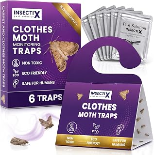Clothes Moth Monitoring Traps (6 Pack) | Pheromone Sticky Traps for Wardrobes, Drawers & Carpets | Clothes & Carpet Moth Detection | Safe for Wool, Cashmere & Silk | Odourless & Non-Toxic