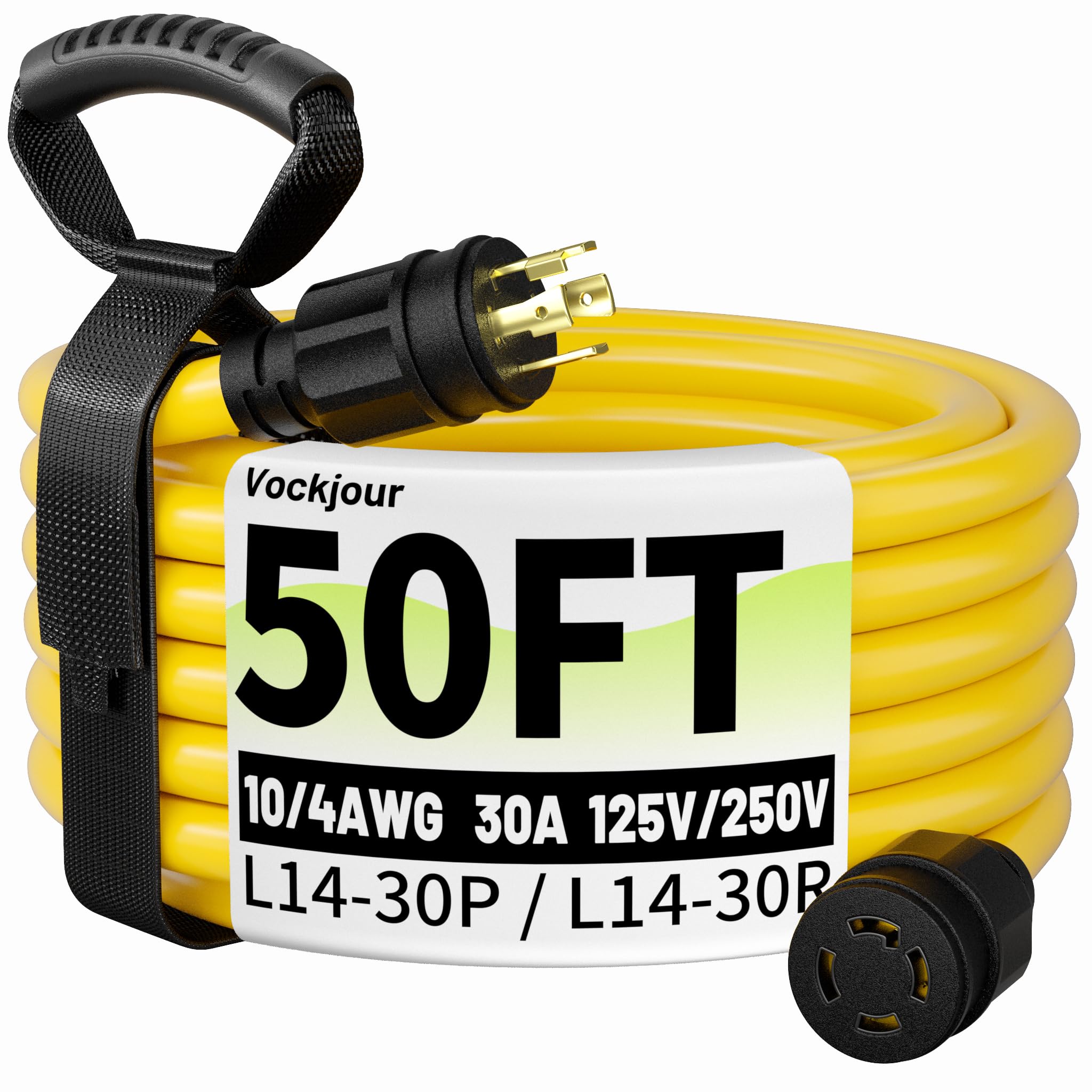 Vockjour 50FT L14-30P/L14-30R 30 Amp Generator Extension Cord, ETL Listed | 4 Pr