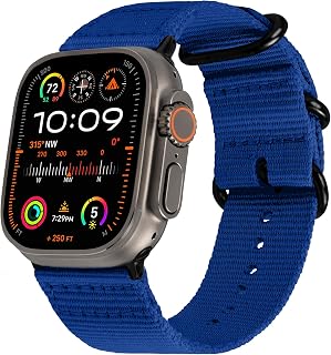 Carterjett EXTRA LARGE Hiking Trail Nylon Band - Compatible with Apple Watch 49mm 46mm 45mm 44mm for Men Women, XL for Big Wrists, Xtra Long, Soft Braided Sturdy Weave Sport Strap for iWatch Ultra 4/3/2/1, iWatch SE 3/2/1, All Series & Models (Royal Blue, XL)