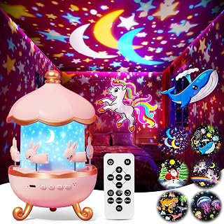 One Fire Girls Gifts, Night Light 15 Sounds, Star Projector with 15 Films | Unicorn Toy Gift for Girls, 315 Light Modes, Rechargeable, Remote Control, Timer, 360° Rotation, Bedroom Sleep Aid