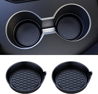 Amooca 2-Pack Car Cup Coaster Silicone Spill-Proof Cup Holder Inserts | Universal Fit Most Car SUV Truck, Deep Cup Design, Heat Resistant, Non-slip, Easy Clean, Car Interior Accessories, Black
