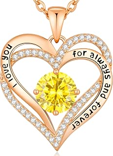 CDE Women's necklace gift, women's jewellery pendant, rose gold heart pendant, charm necklace decorated with cubic zirconia, ideal for Mother's Day, birthdays, Valentine's Day for her, mum, girlfriend