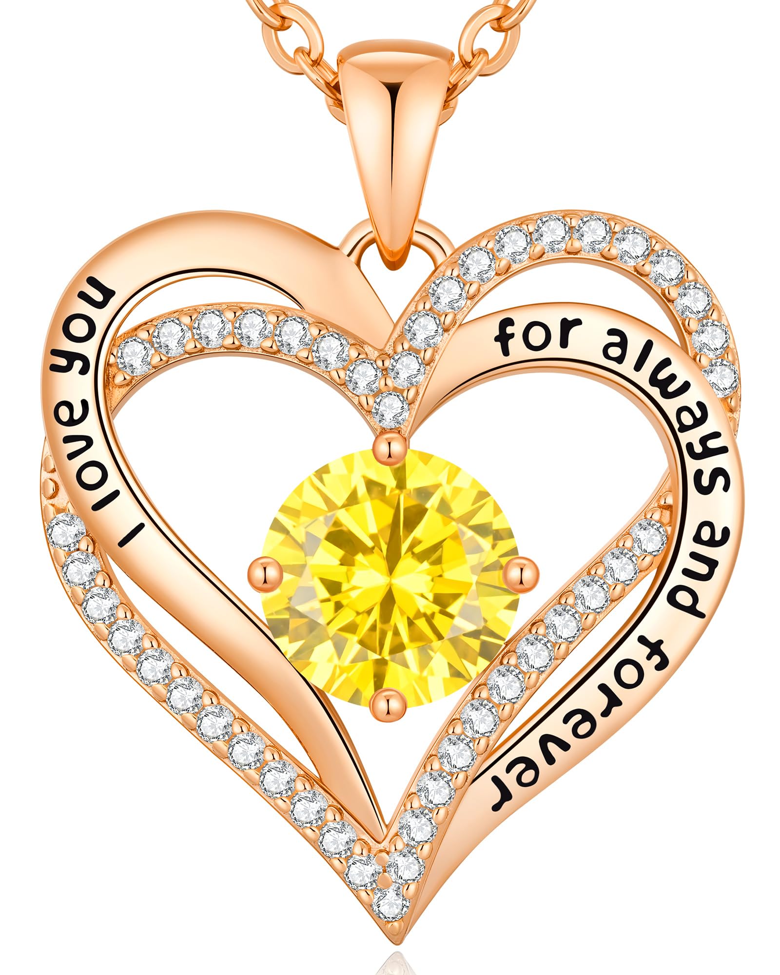 CDE Women's necklace gift, women's jewellery pendant, rose gold heart pendant, c