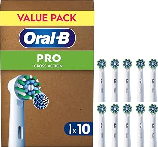Oral-B Pro Cross Action Electric Toothbrush Heads, 10 Count, White | Pack of 10, Replacement Toothbrush Heads, Suitable for Mailbox, (Packing May Vary)