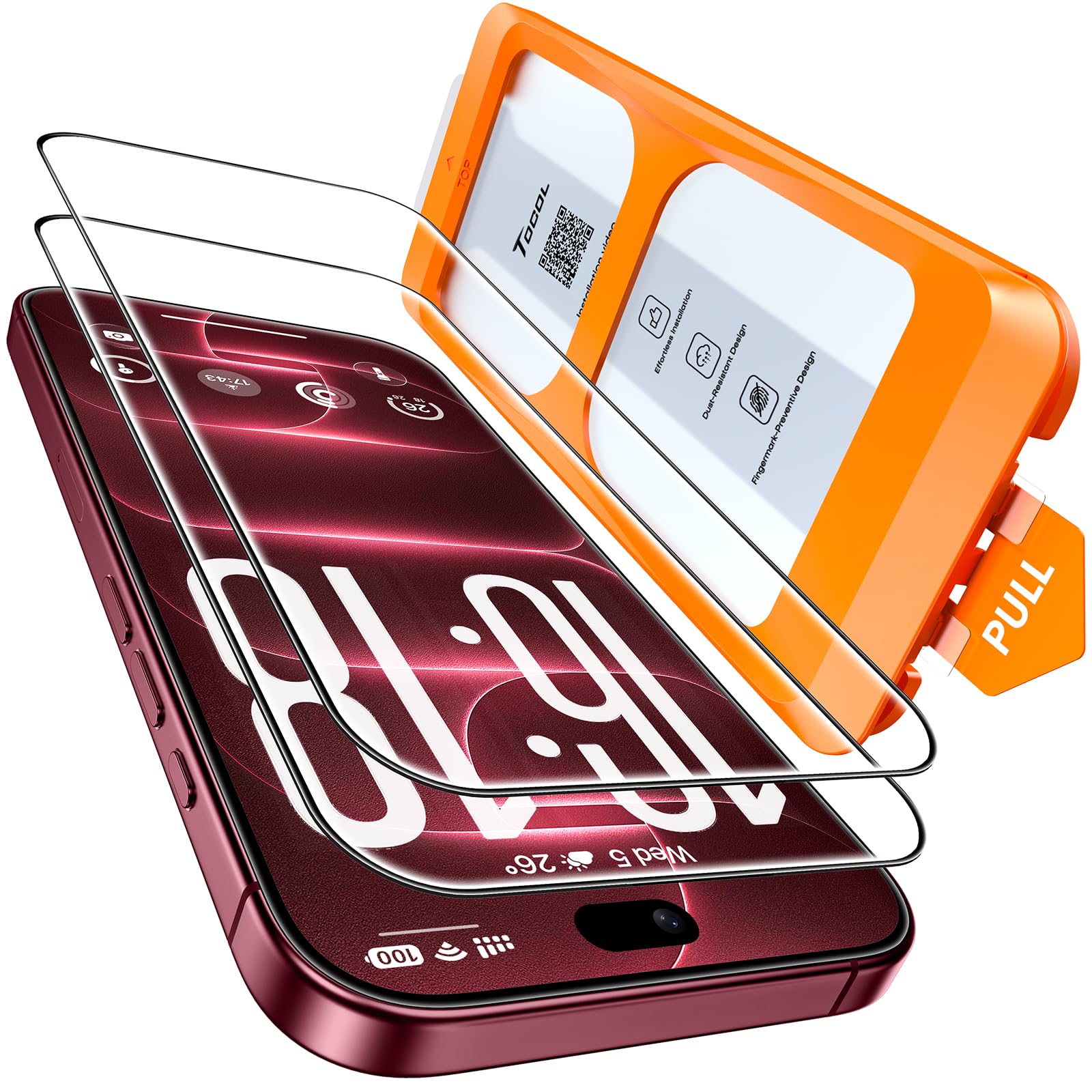 TOCOL for iPhone 18 Pro Max Screen Protector, Easy Installation Bubble-Free | 9H