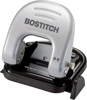 Bostitch Office EZ Squeeze Reduced Effort 2-Hole Punch, 2 Sheets, Locking Handle, Silver (231)