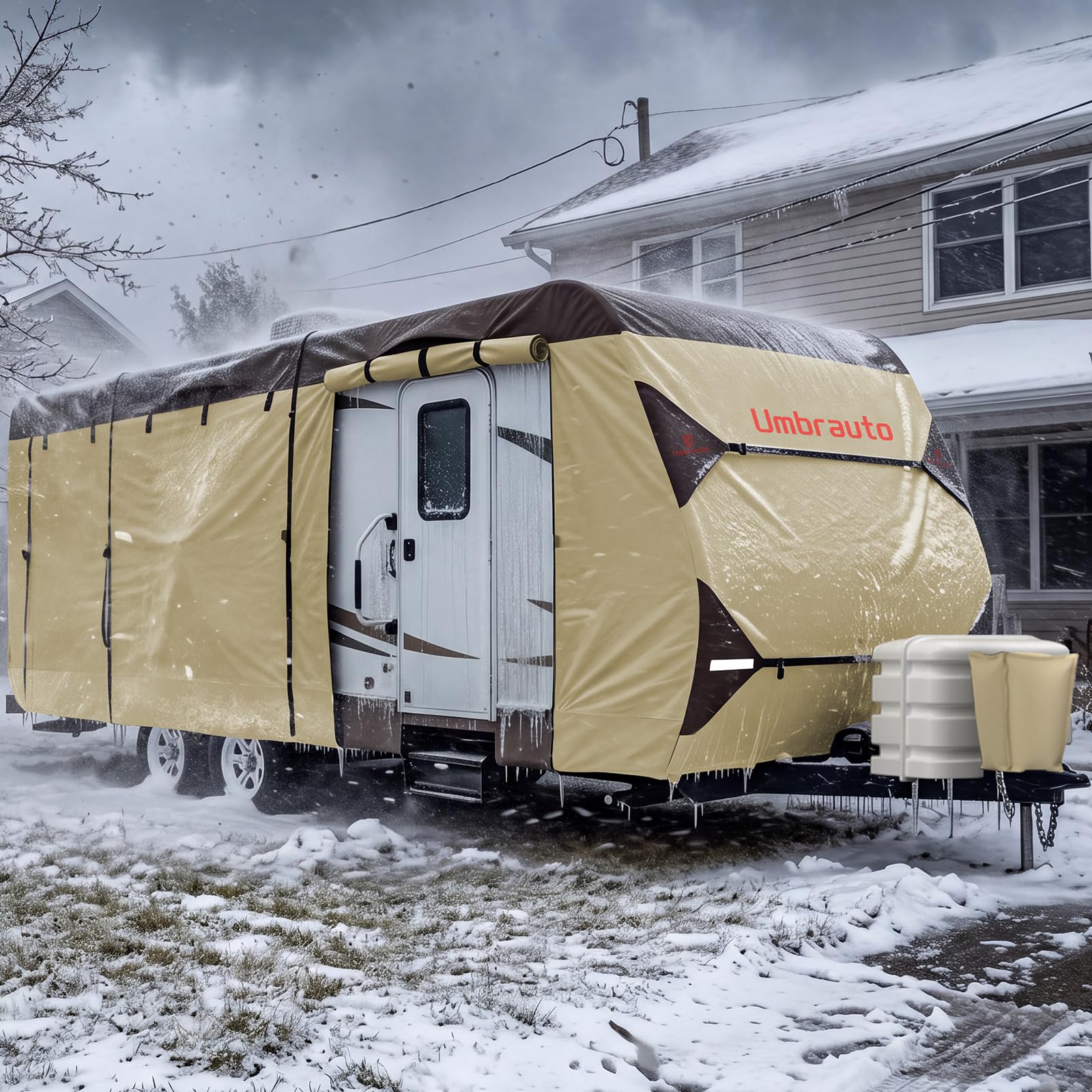 Travel Trailer RV Cover 24' ~ 27' – Upgraded 9-Layer Top Camper Cover, Waterproo
