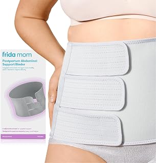 Frida Mom Belly Binder, Adjustable Abdominal Band, High Waist Compression | Postpartum Essentials for Natural and C-Section Recovery, After Birth Brace, 9 Inch High, Breathable, New Mum After Birth