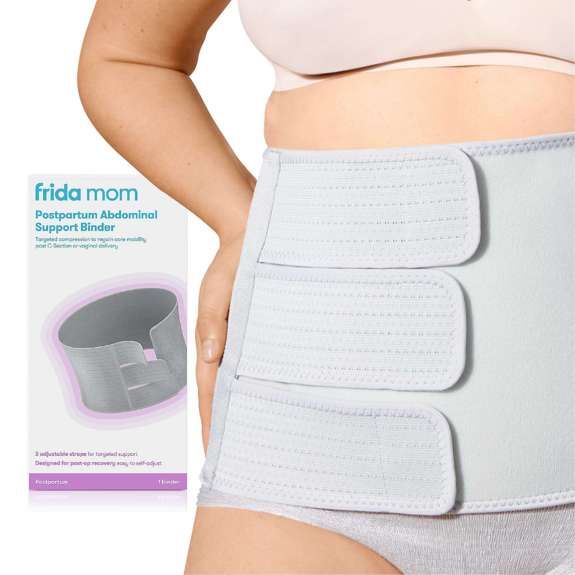 Frida Mom Belly Binder, Adjustable Abdominal Band, High Waist Compression | Post
