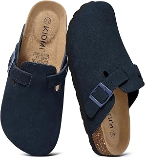 KIDMI Genuine Suede Clogs for Women Men Cork Footbed Mules Potato Shoes
