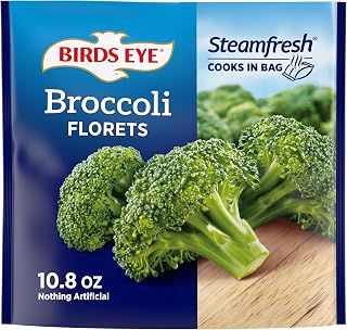Birds Eye Steamfresh Broccoli Florets, Frozen Vegetable, 10.8 OZ | Steam-in-bag frozen vegetables; quick and convenient prep; great for easy weeknight sides; also perfect for entertaining
