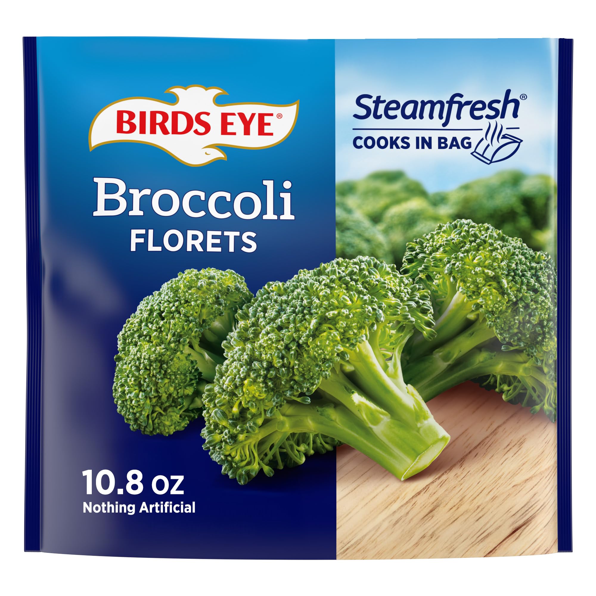 Birds Eye Steamfresh Broccoli Florets, Frozen Vegetable, 10.8 OZ | Steam-in-bag 