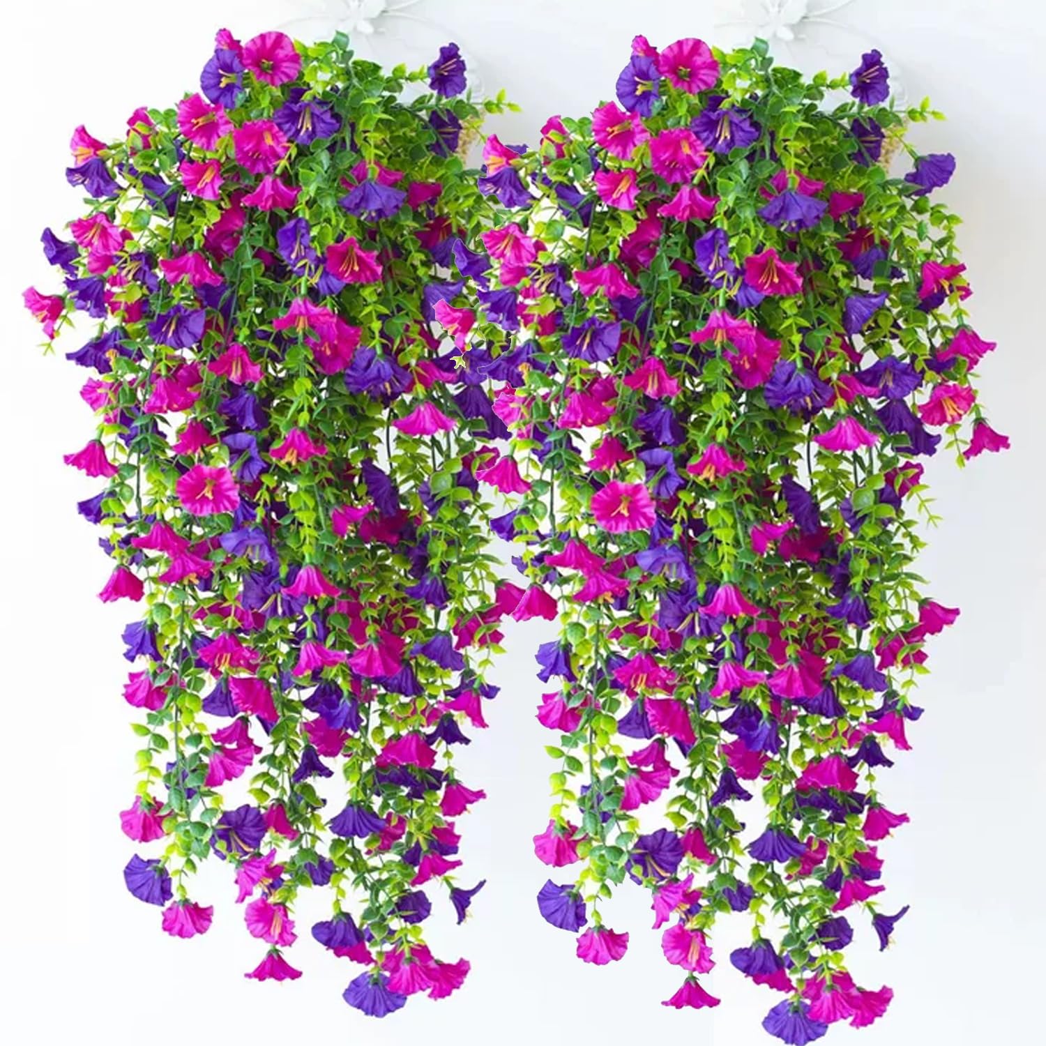 2 Pack Artificial Flowers Wall Hanging for Home Garden Hanging Flower Decoration